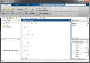 Assigning variables in MATLAB command window